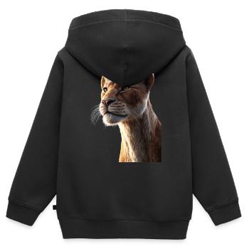 Lionne Lionne Maman Lionne Lionnes Maman Lions sauvages - Sweat Premium à capuche zippé enfant bio - noir - Dos - AI Model Kid Male (0cm)