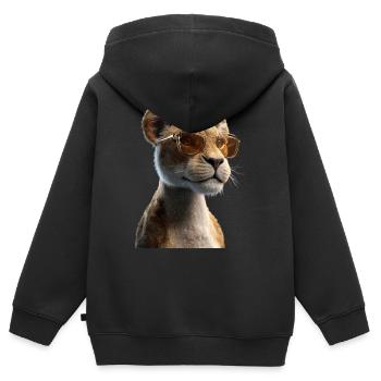 Lionne Lionne Maman Lionne Lionnes Maman Lions sauvages - Sweat Premium à capuche zippé enfant bio - noir - Dos - AI Model Kid Male (0cm)