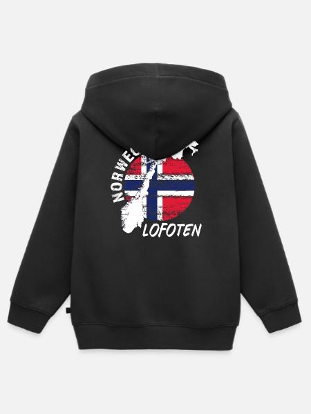 Lofoten - Kinder Premium Organic Zip Hoodie - Schwarz