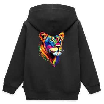 Lionne Lionne Maman Lionne Lionnes Maman Lions sauvages - Sweat Premium à capuche zippé enfant bio - noir - Dos - AI Model Kid Male (0cm)