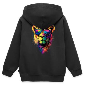 Lionne Lionne Maman Lionne Lionnes Maman Lions sauvages - Sweat Premium à capuche zippé enfant bio - noir - Dos - AI Model Kid Male (0cm)