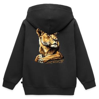 Lionne Lionne Maman Lionne Lionnes Maman Lions sauvages - Sweat Premium à capuche zippé enfant bio - noir - Dos - AI Model Kid Male (0cm)