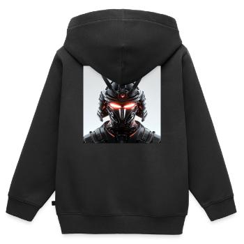 Digitale Samurai Futuristische Maskerade - Kinder Premium Organic Zip Hoodie - Schwarz - Hinten - AI Model Kid Male (0cm)