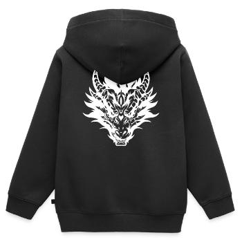 Conception complexe de masque de dragon tribal - Sweat Premium à capuche zippé enfant bio - noir - Dos - AI Model Kid Male (0cm)