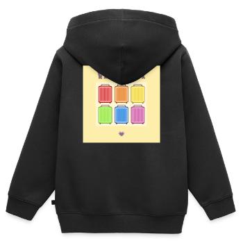 VIELFALT INKLUSION PRIDE KOFFER - Kinder Premium Organic Zip Hoodie - Schwarz - Hinten - AI Model Kid Male (0cm)