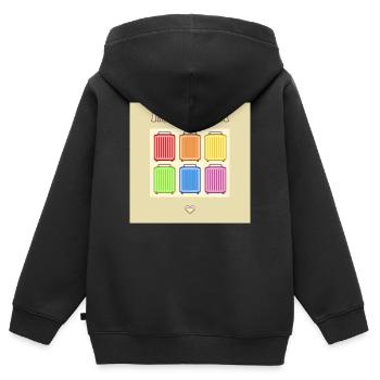 Inclusion Diversit Pride Fiert Valise - Sweat Premium à capuche zippé enfant bio - noir - Dos - AI Model Kid Male (0cm)