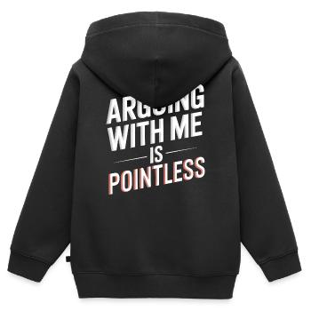 Mit mir zu streiten ist sinnlos - Kinder Premium Organic Zip Hoodie - Schwarz - Hinten - AI Model Kid Male (0cm)