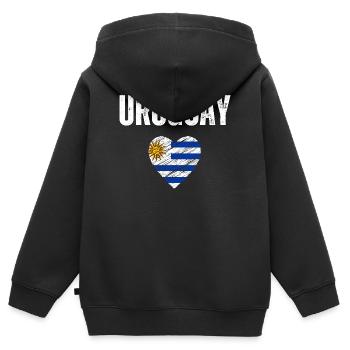 J’adore l’Uruguay, drapeau de l’Uruguay - Sweat Premium à capuche zippé enfant bio - noir - Dos - AI Model Kid Male (0cm)