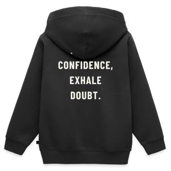 Atme Vertrauen ein - Kinder Premium Organic Zip Hoodie - Schwarz - Hinten - AI Model Kid Male (0cm)