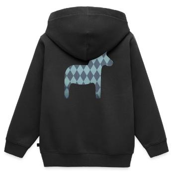 Dalapferd Rauten Muster skandinavisch Deko Kinder - Kinder Premium Organic Zip Hoodie - Schwarz - Hinten - AI Model Kid Male (0cm)