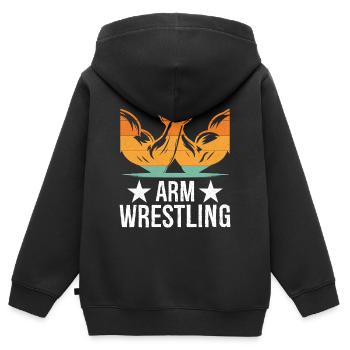 Arm Wrestling Tee - Kids Premium Organic Zip-up Hoodie - black - Back - AI Model Kid Male (0cm)
