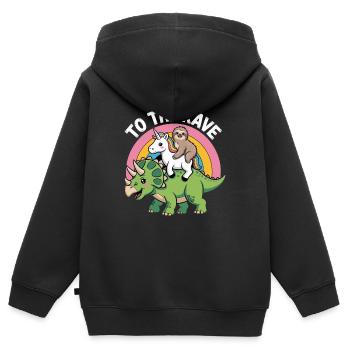 Zum Rave EDM Einhorn Faultier Dinosaurier - Kinder Premium Organic Zip Hoodie - Schwarz - Hinten - AI Model Kid Male (0cm)