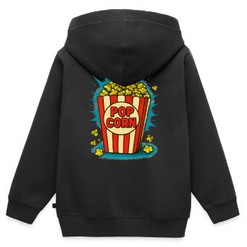 Popcorn - Kinder Premium Organic Zip Hoodie - Schwarz - Hinten - AI Model Kid Male (0cm)
