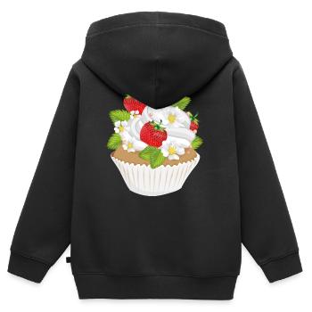 Erdbeer-Cupcake Motiv – Törtchen mit Topping - Kinder Premium Organic Zip Hoodie - Schwarz - Hinten - AI Model Kid Male (0cm)