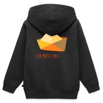 Bateau Aviron Mer Bateau Papier Vacances Maritime - Sweat Premium à capuche zippé enfant bio - noir - Dos - AI Model Kid Male (0cm)
