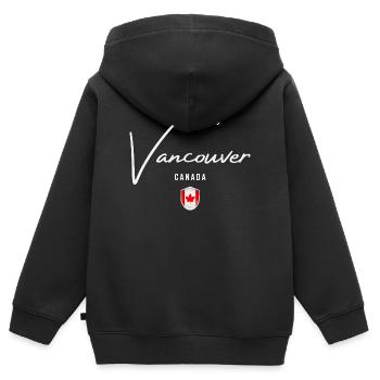 Vancouver Canada, design minimaliste élégant - Sweat Premium à capuche zippé enfant bio - noir - Dos - AI Model Kid Male (0cm)