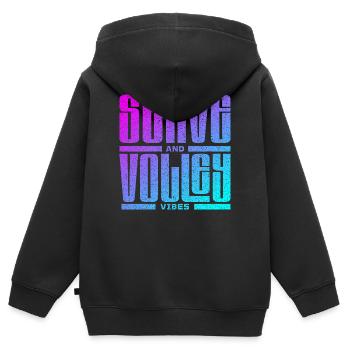 Tennis : service et volée - Sweat Premium à capuche zippé enfant bio - noir - Dos - AI Model Kid Male (0cm)