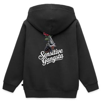 Sensibler Gangsta - Kinder Premium Organic Zip Hoodie - Schwarz - Hinten - AI Model Kid Male (0cm)