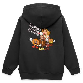 Pause-café – Style rétro et biscuits mignons - Sweat Premium à capuche zippé enfant bio - noir - Dos - AI Model Kid Male (0cm)