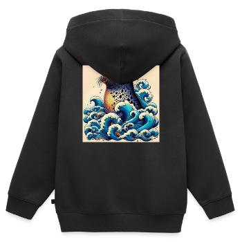 Siegel - Kinder Premium Organic Zip Hoodie - Schwarz - Hinten - AI Model Kid Male (0cm)