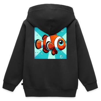 Clownfisch - Kinder Premium Organic Zip Hoodie - Schwarz - Hinten - AI Model Kid Male (0cm)