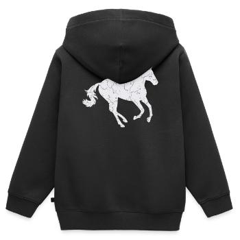 Cheval blanc au galop - Sweat Premium à capuche zippé enfant bio - noir - Dos - AI Model Kid Male (0cm)