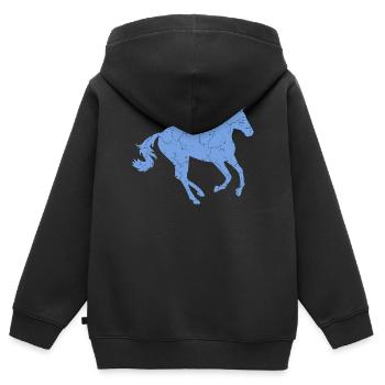 Cheval au galop - Sweat Premium à capuche zippé enfant bio - noir - Dos - AI Model Kid Male (0cm)