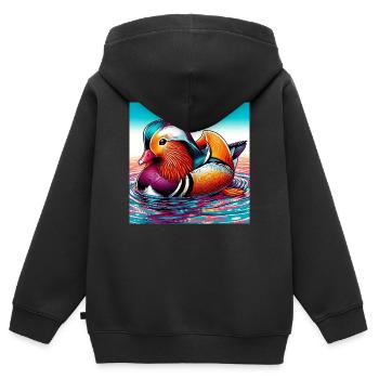 Mandarin duck - Kids Premium Organic Zip-up Hoodie - black - Back - AI Model Kid Male (0cm)