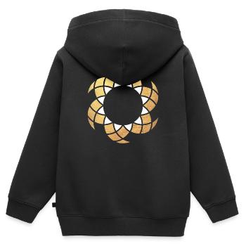 Yoga Soleil Or Ornement Mandala Exclusif Namaste - Sweat Premium à capuche zippé enfant bio - noir - Dos - AI Model Kid Male (0cm)
