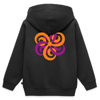 Doppel-Triskele Yoga Mandala Ornament Blume Deko - Kinder Premium Organic Zip Hoodie - Schwarz - Hinten - AI Model Kid Male (0cm)