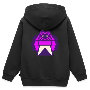 Logo du troisième œil - Sweat Premium à capuche zippé enfant bio - noir - Dos - AI Model Kid Male (0cm)