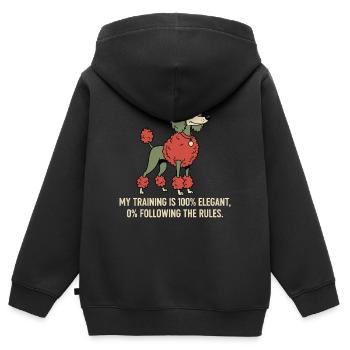 Mein Training: 100% elegant, 0% Regeln befolgen - Kinder Premium Organic Zip Hoodie - Schwarz - Hinten - AI Model Kid Male (0cm)