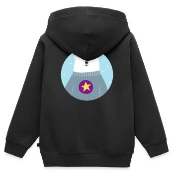 Polar Bear Star Pôle Nord polaire Pépinière skandi - Sweat Premium à capuche zippé enfant bio - noir - Dos - AI Model Kid Male (0cm)