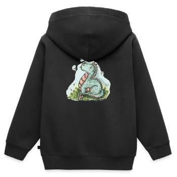 Petit Dragon Manuel - Sweat Premium à capuche zippé enfant bio - noir - Dos - AI Model Kid Male (0cm)