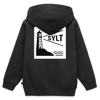 Sylt - Sweat Premium à capuche zippé enfant bio - noir - Dos - AI Model Kid Male (0cm)