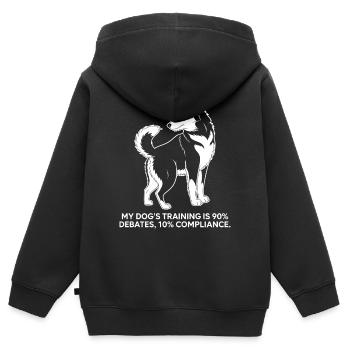 Chien de débat - Sweat Premium à capuche zippé enfant bio - noir - Dos - AI Model Kid Male (0cm)