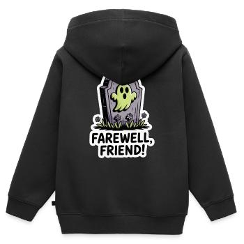Autocollant d'adieu à la pierre tombale fantomatique - Sweat Premium à capuche zippé enfant bio - noir - Dos - AI Model Kid Male (0cm)