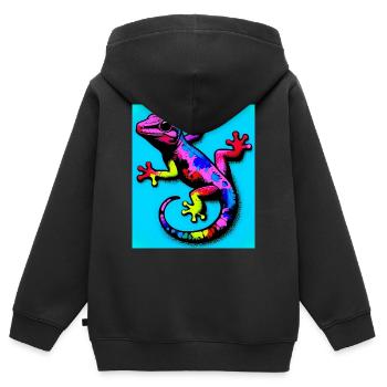 Gecko - Sweat Premium à capuche zippé enfant bio - noir - Dos - AI Model Kid Male (0cm)