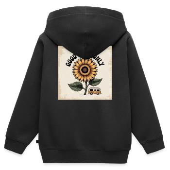 Sonnenblumenblume mit positiver Botschaft - Kinder Premium Organic Zip Hoodie - Schwarz - Hinten - AI Model Kid Male (0cm)
