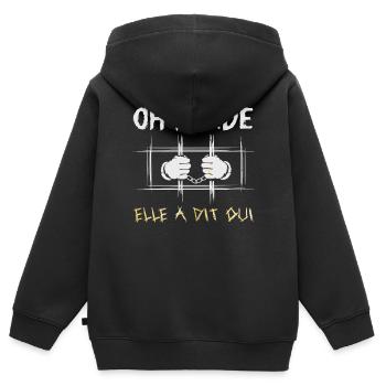 She Said Proposal Engagement - Kids Premium Organic Zip-up Hoodie - black - Back - AI Model Kid Male (0cm)