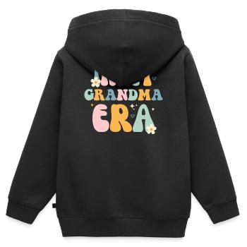 Design Tendresse Grandma - Sweat Premium à capuche zippé enfant bio - noir - Dos - AI Model Kid Male (0cm)