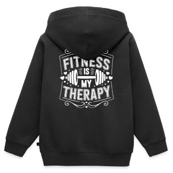 Motivierendes Fitness-Schwarzmuster - Kinder Premium Organic Zip Hoodie - Schwarz - Hinten - AI Model Kid Male (0cm)