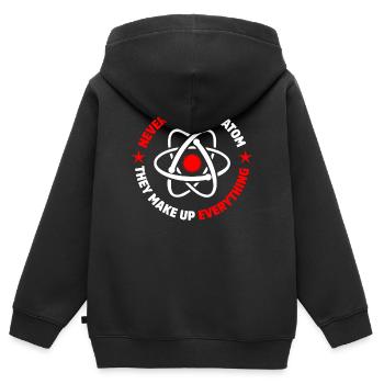 Protons, neutrons, électrons, - Sweat Premium à capuche zippé enfant bio - noir - Dos - AI Model Kid Male (0cm)