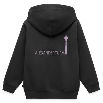 Funny Berlin TV Tower Silhouette Parody - Kids Premium Organic Zip-up Hoodie - black - Back - AI Model Kid Male (0cm)