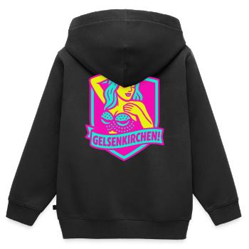 Gelsenkirchen Superstar in pink - Kinder Premium Organic Zip Hoodie - Schwarz - Hinten - AI Model Kid Male (0cm)