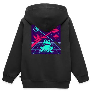Space Frog - Kids Premium Organic Zip-up Hoodie - black - Back - AI Model Kid Male (0cm)