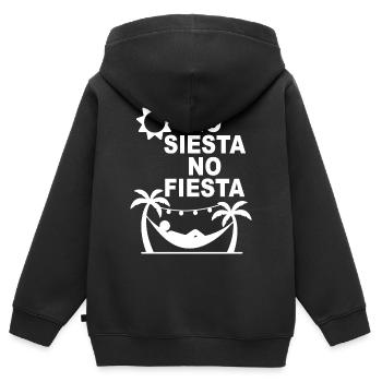 No Siesta No Fiesta – Funny Spanish Party Design - Kids Premium Organic Zip-up Hoodie - black - Back - AI Model Kid Male (0cm)