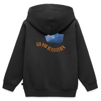 Reisefieber Papierschiff coole Sprüche urlaubsreif - Kinder Premium Organic Zip Hoodie - Schwarz - Hinten - AI Model Kid Male (0cm)