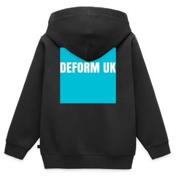 Deform UK Spoof Maillot de foot - Sweat Premium à capuche zippé enfant bio - noir - Dos - AI Model Kid Male (0cm)