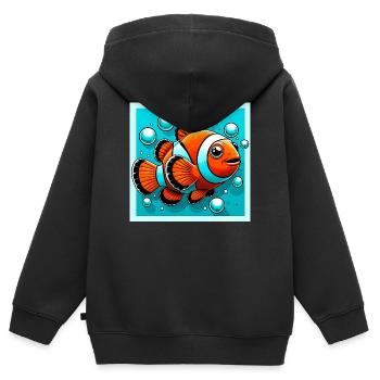 Clownfisch - Kinder Premium Organic Zip Hoodie - Schwarz - Hinten - AI Model Kid Male (0cm)